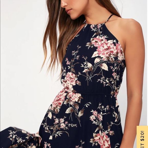 Lulu’s midnight blue floral print maxi dress - Picture 6 of 7